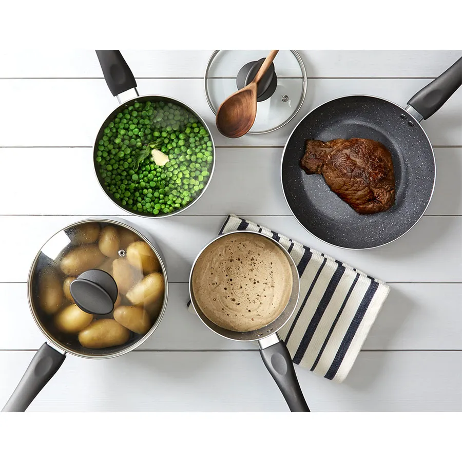 Tower Cerastone 5-Piece Non-Stick Pan Set - Charcoal Grey - Image 3