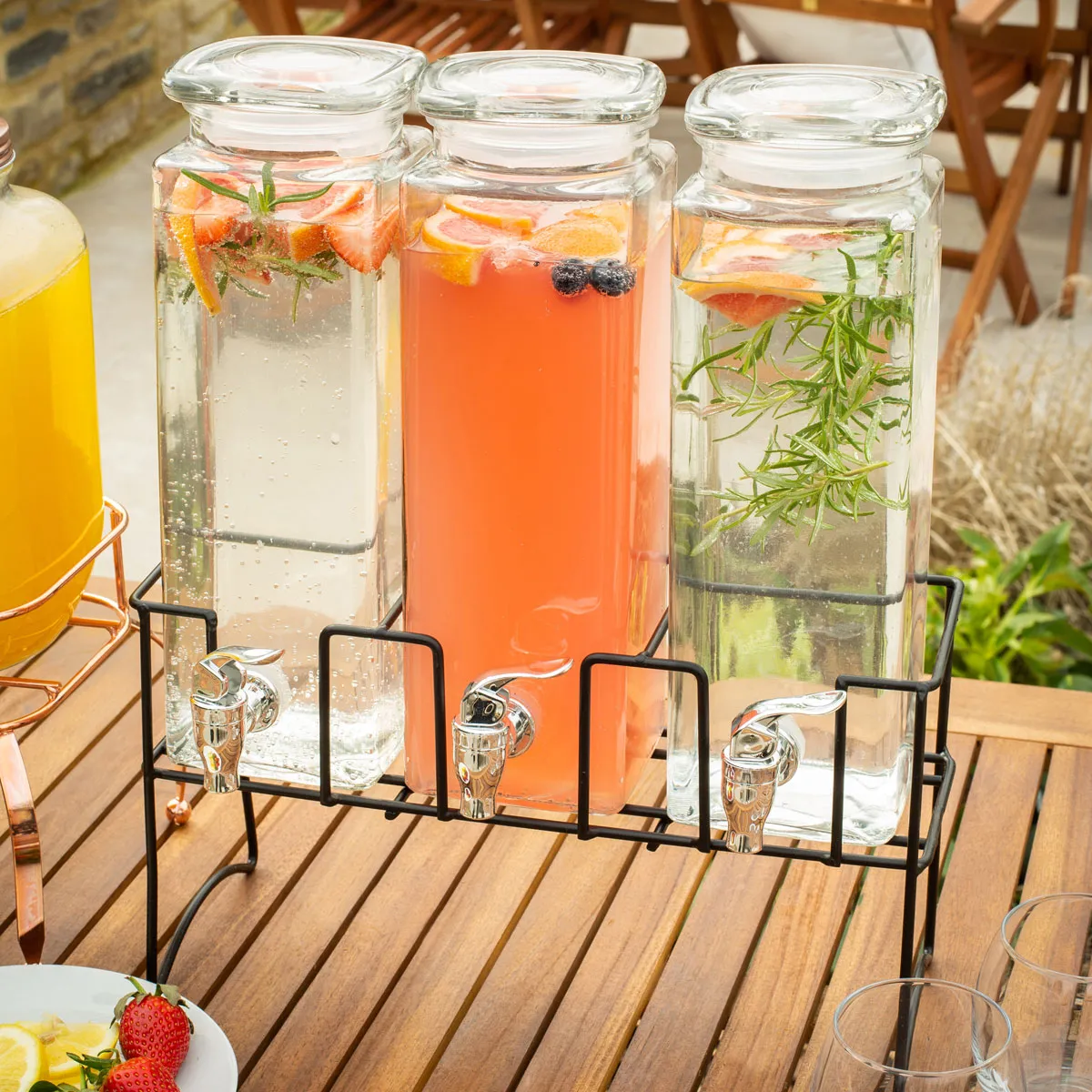 The Vintage Company Triple Drinks Dispenser With Stand - Image 2