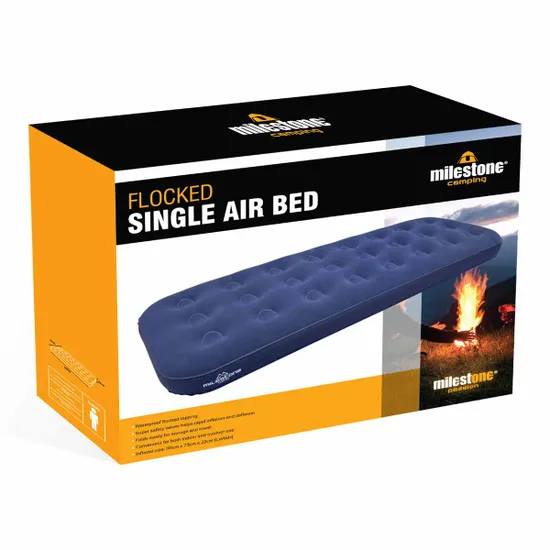 Milestone Camping Single Flocked Airbed - Navy Blue - Image 2