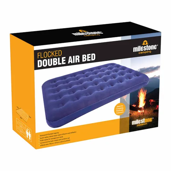 Milestone Camping Double Flocked Airbed - Navy Blue