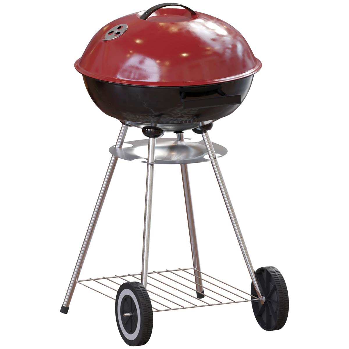 Garden Vida Memphis Freestanding Kettle Grill Bbq - Red & Black