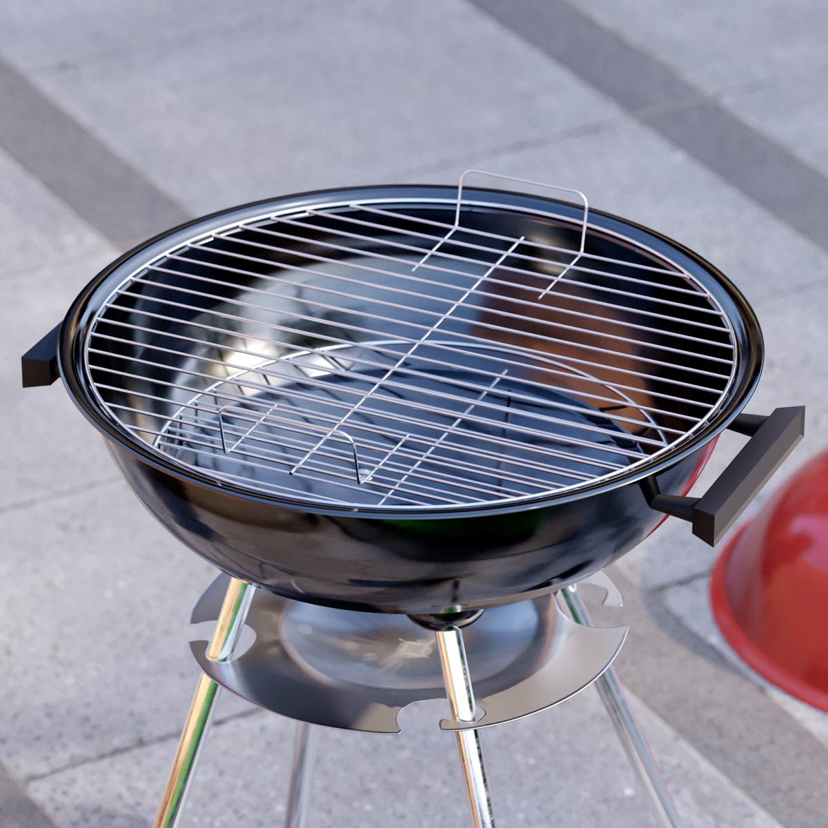 Garden Vida Memphis Freestanding Kettle Grill Bbq - Red & Black - Image 5