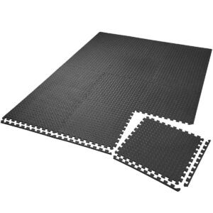 Tectake Gym Mats - Interlocking Set Of 12 Black