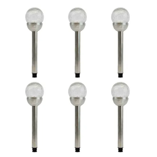 Streetwize 6pk Solar Crackle Glass Ball Stake Solar Light