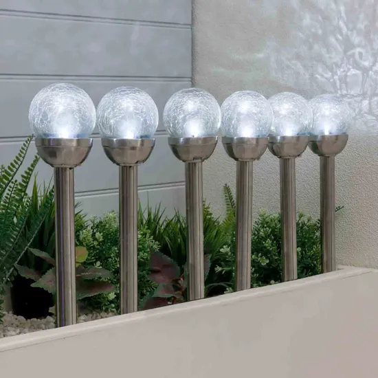 Streetwize 6pk Solar Crackle Glass Ball Stake Solar Light - Image 12