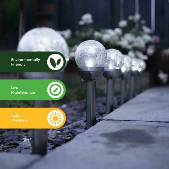 Streetwize 6pk Solar Crackle Glass Ball Stake Solar Light - Image 7