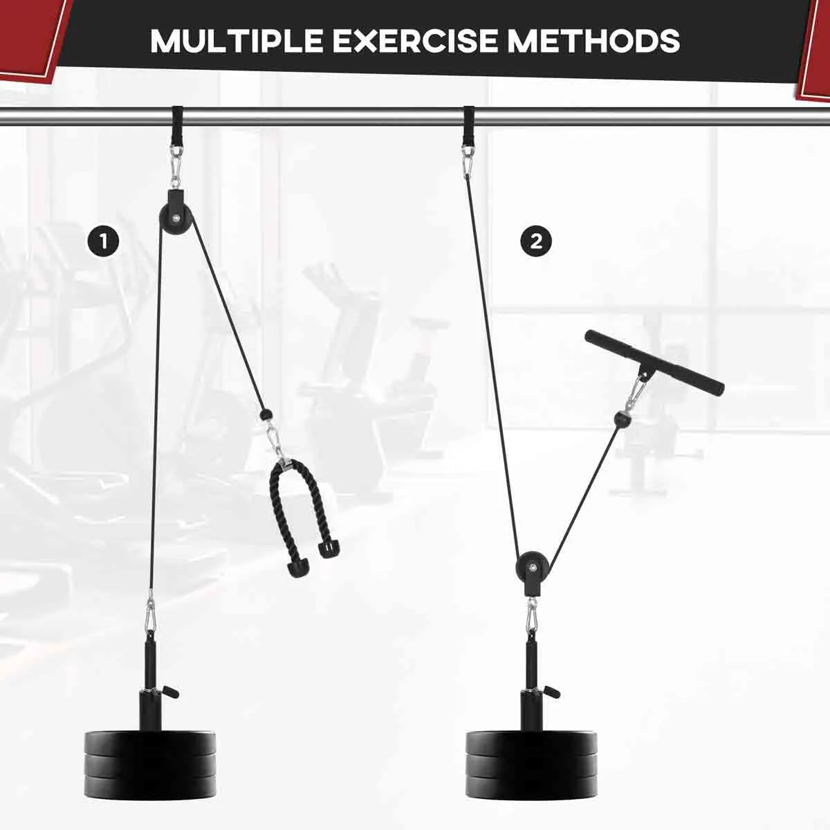 Sportnow Cable Pulley System, Lat Pull Down System With Diy Loading Weight Pin - Image 6