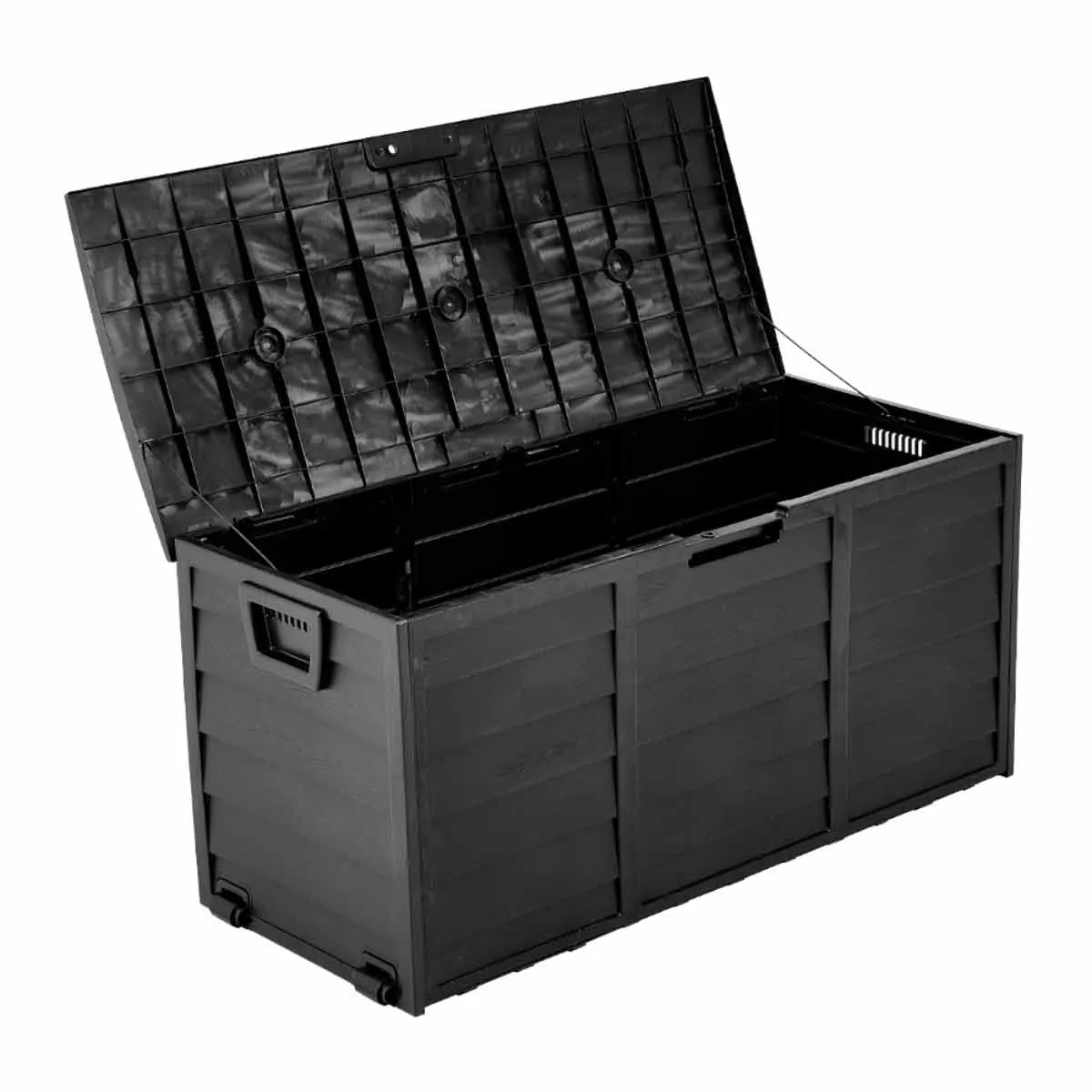 Garden Sanctuary 63 Gallons Black Weatherproof Pp Outdoor Storage Deck Box With Wheels - Image 5