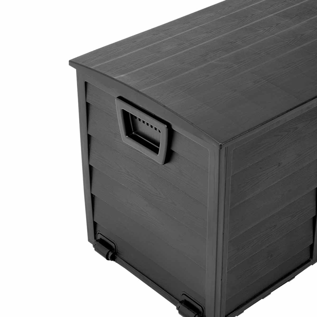 Garden Sanctuary 63 Gallons Black Weatherproof Pp Outdoor Storage Deck Box With Wheels - Image 8