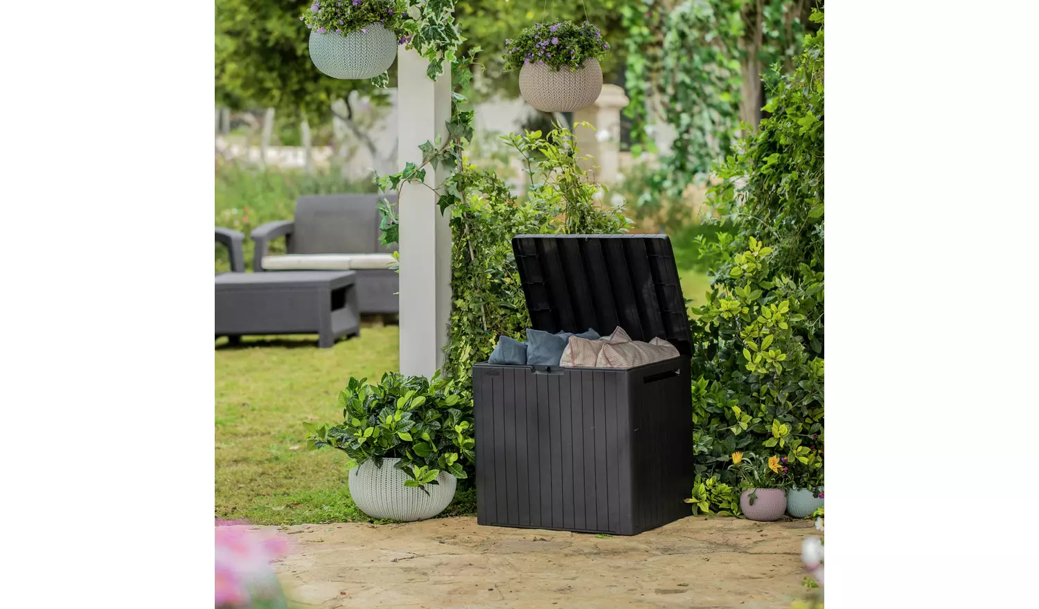 Keter City 113L Outdoor Garden Storage Box - Grey - Image 7