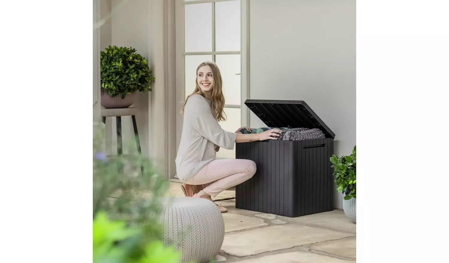 Keter City 113L Outdoor Garden Storage Box - Grey - Image 8