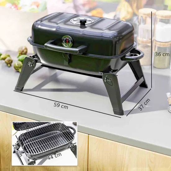 Outsunny Folding Charcoal Barbecue Grill, Portable BBQ for Camping, Black - Image 7