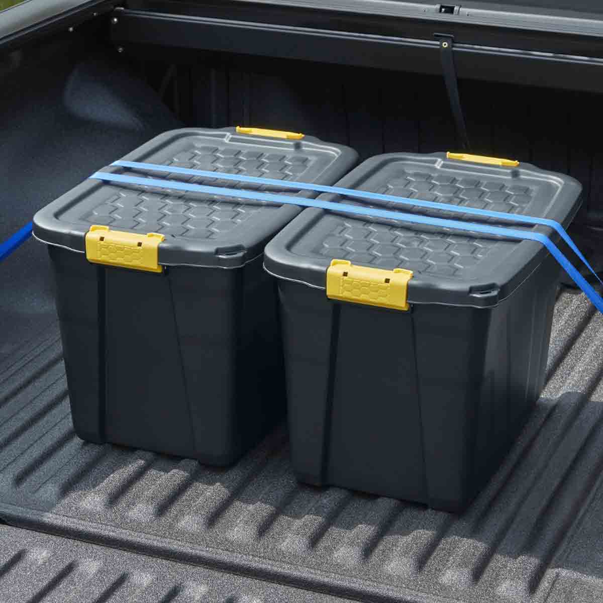 Strata Set of 4 60L Heavy Duty Box with Lid in Black/Yellow