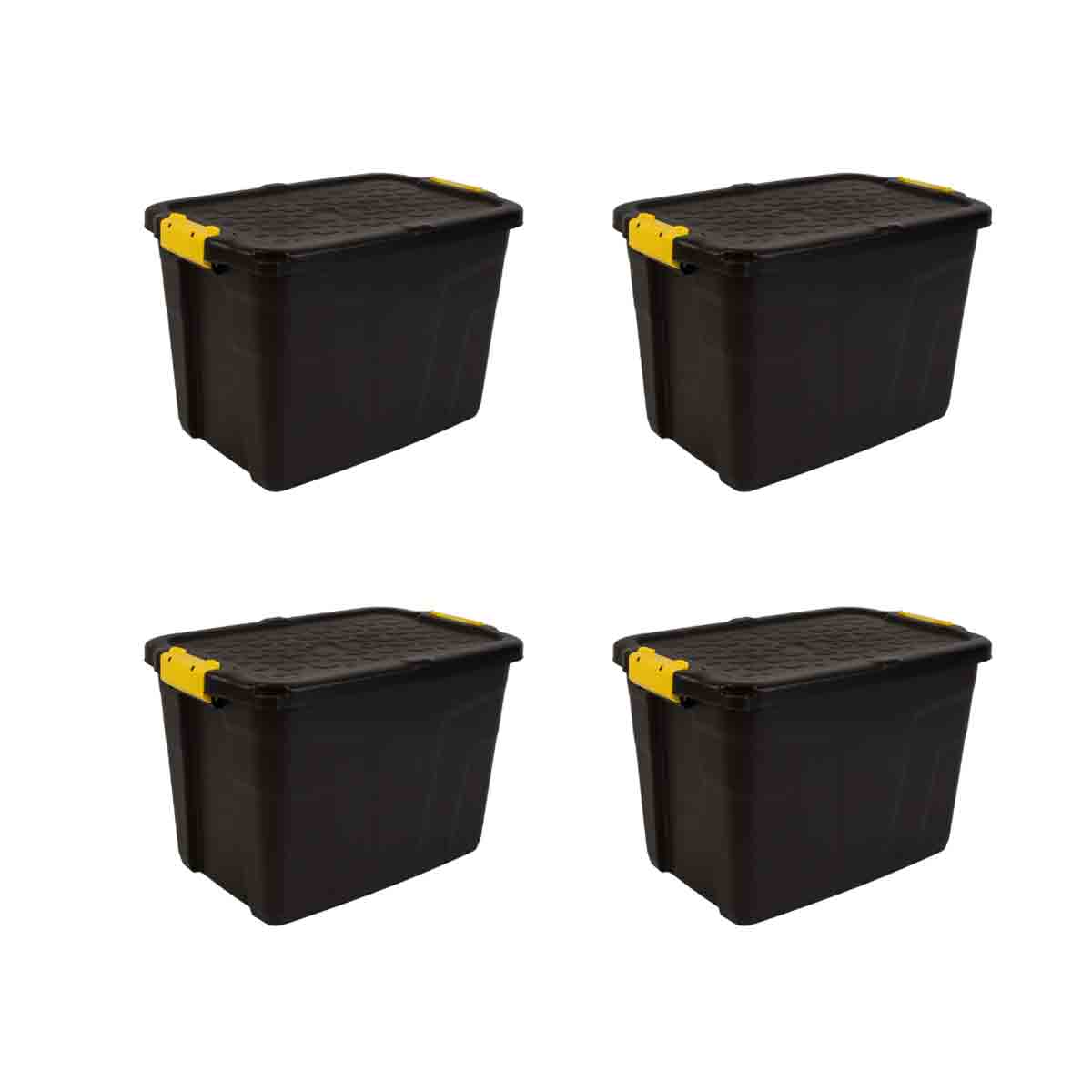 Strata Set of 4 60L Heavy Duty Box with Lid in Black/Yellow - Image 4