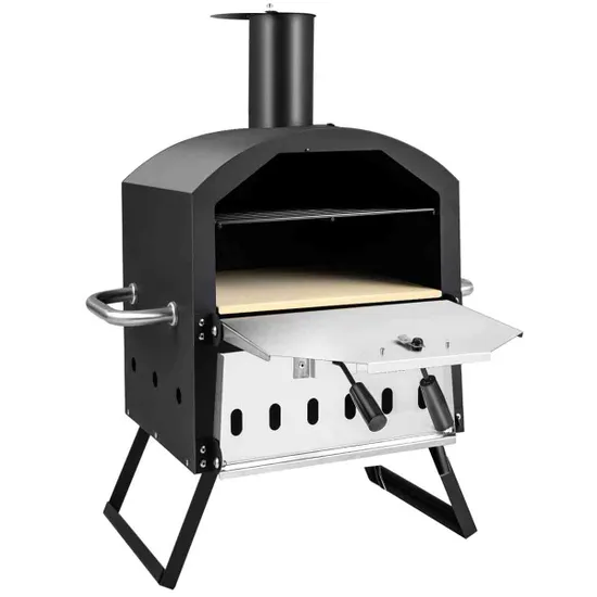 COSTWAY Outdoor Pizza Oven with Waterproof Cover and Anti-scalding Handles-Black - Image 3