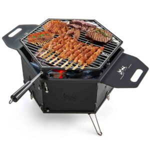 COSTWAY Portable Charcoal Grill Stove with Rotatable Grill and Foldable Body