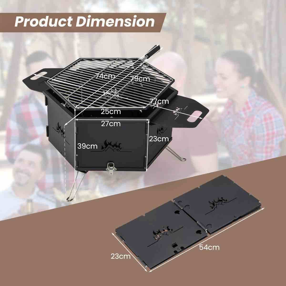 COSTWAY Portable Charcoal Grill Stove with Rotatable Grill and Foldable Body - Image 8