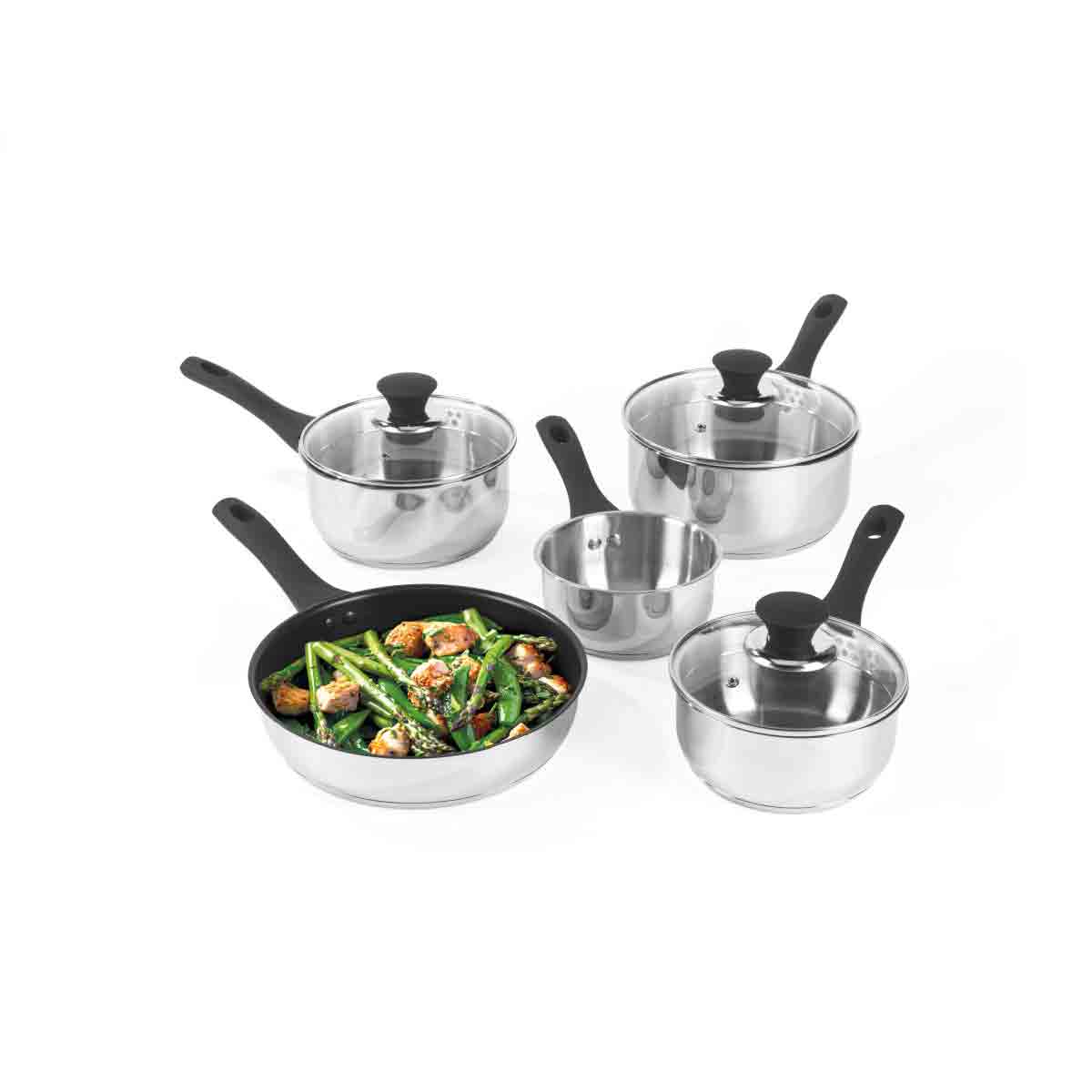 Salter Stainless Steel Saucepan Set with Pouring Lip 5pc - Image 3