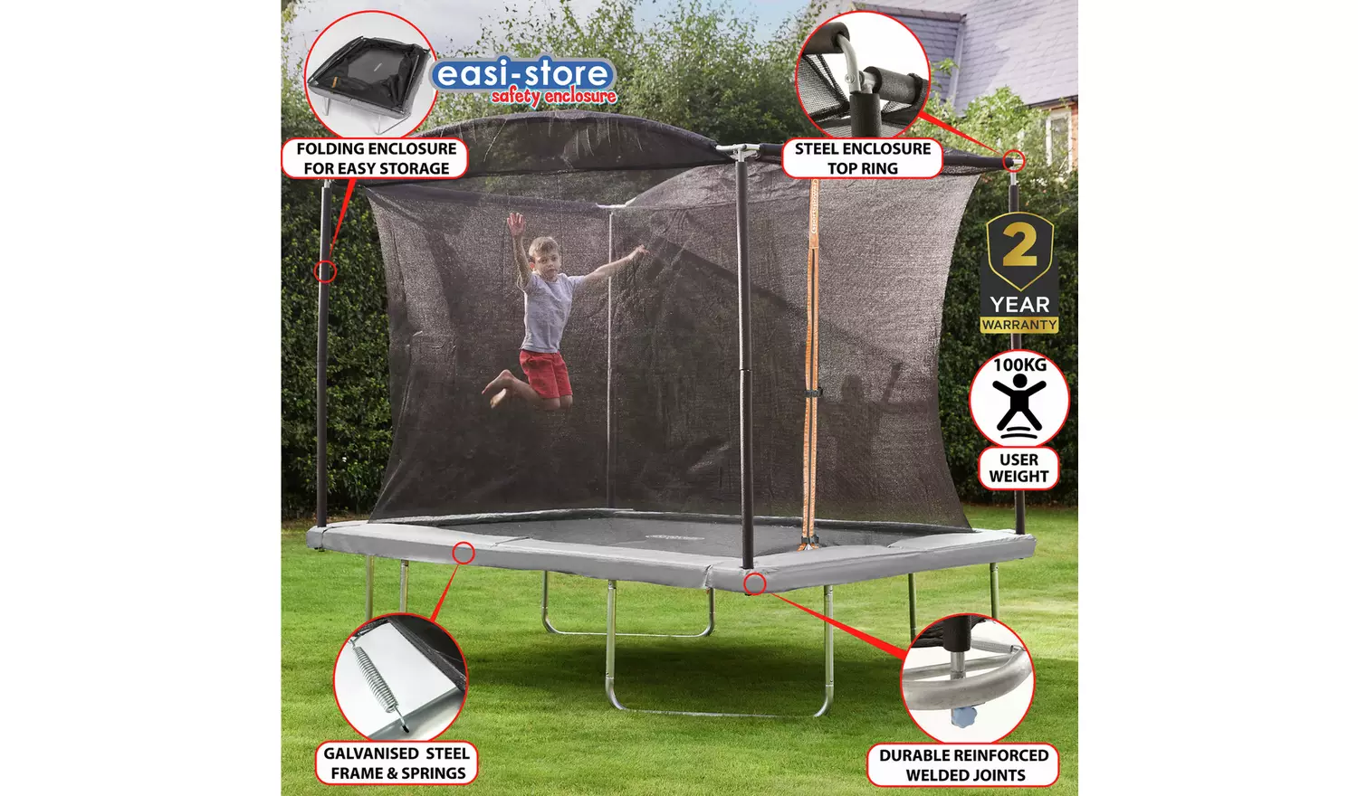 Sportspower Sport-Pro 8ft x 10ft Trampoline With Enclosure - Image 2