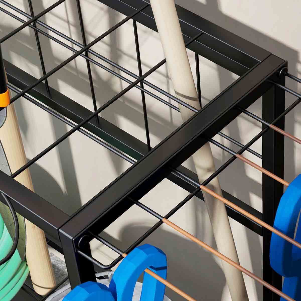 Outsunny Garden Tool Storage Rack, 3-Tier Garden Tool Rack with 11 Hooks - Image 9