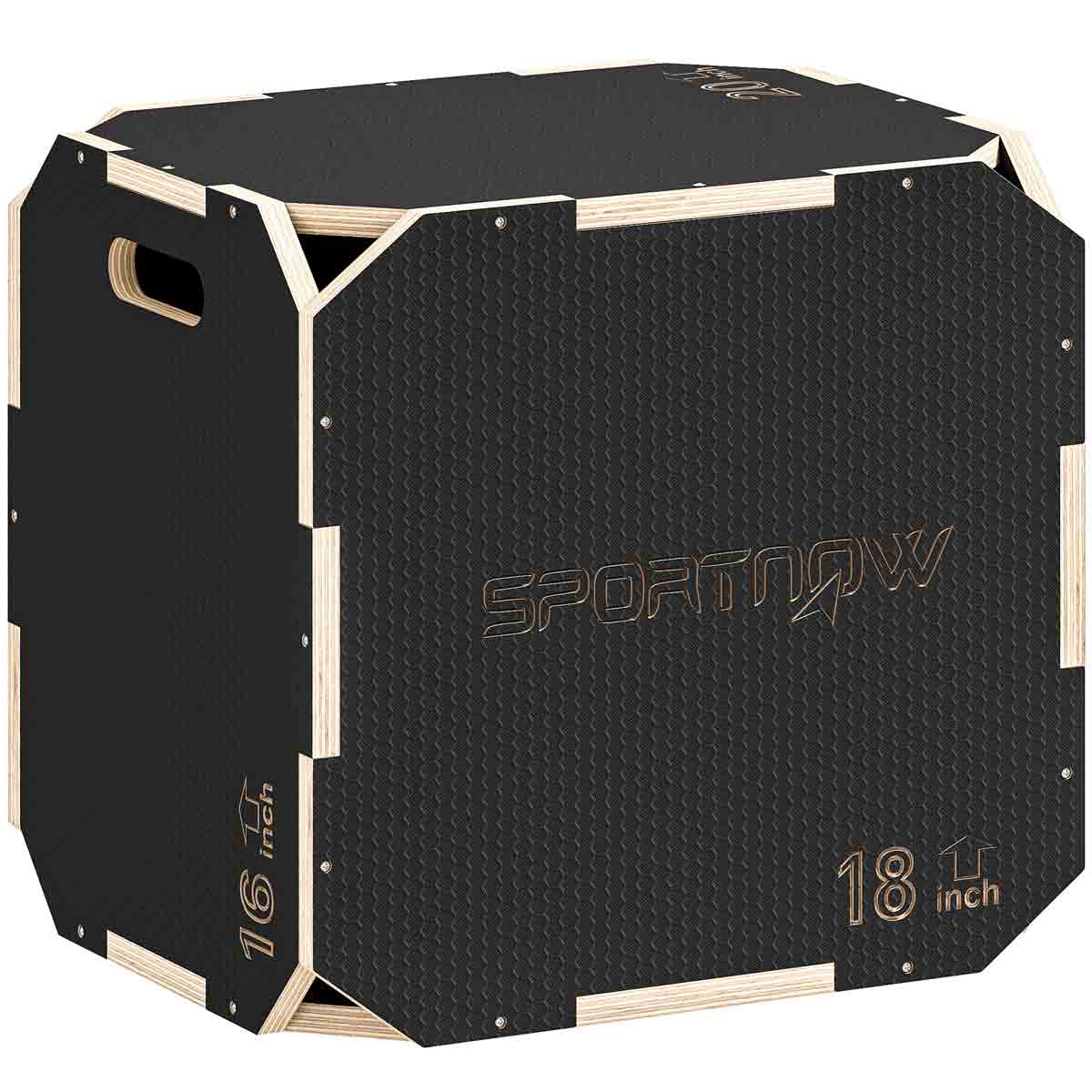 Sportnow Non-slip Plyo Box, Corner-free Wooden Jump Box, 20X18X16Inch