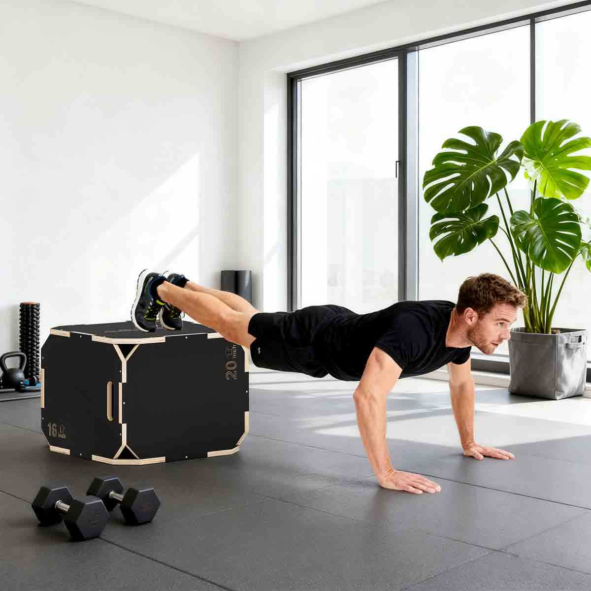 Sportnow Non-slip Plyo Box, Corner-free Wooden Jump Box, 20X18X16Inch - Image 9