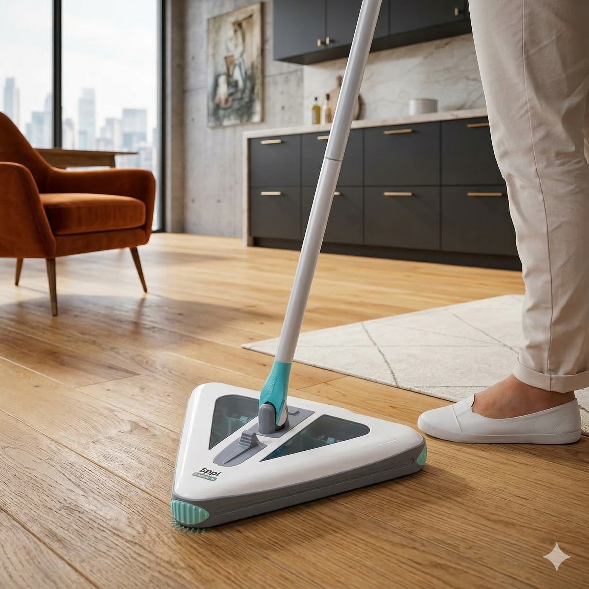 Zippi Electric Carpet Sweeper – Cordless Rechargeable Triangular Floor Cleaner with 3 Spinning Brushes, Lightweight & Easy Dirt Tray Emptying - Image 3