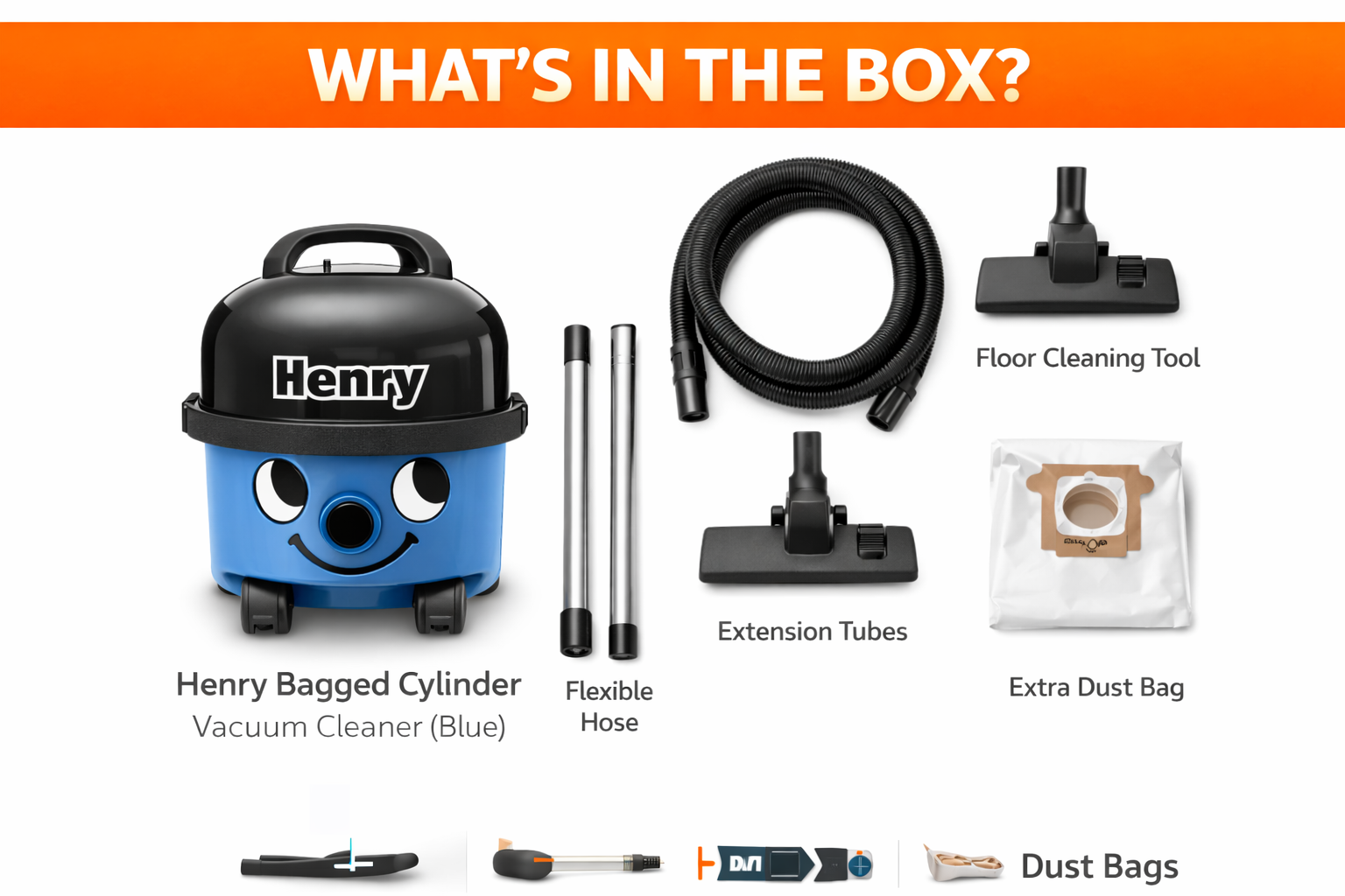 Henry Bagged Corded Cylinder Vacuum Cleaner - Blue . Spring Sale - Image 3