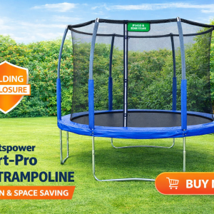 Sportspower Sport-Pro 10ft Trampoline With Folding Enclosure  Clearance Price