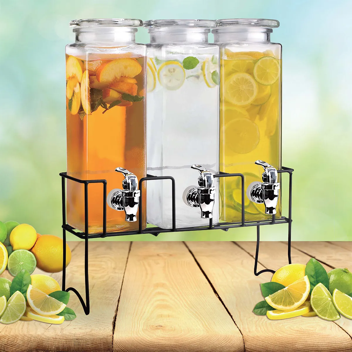 The Vintage Company Triple Drinks Dispenser With Stand - Image 3