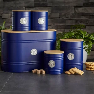 Navy Blue Scandi 5 Piece Kitchen Canister Set