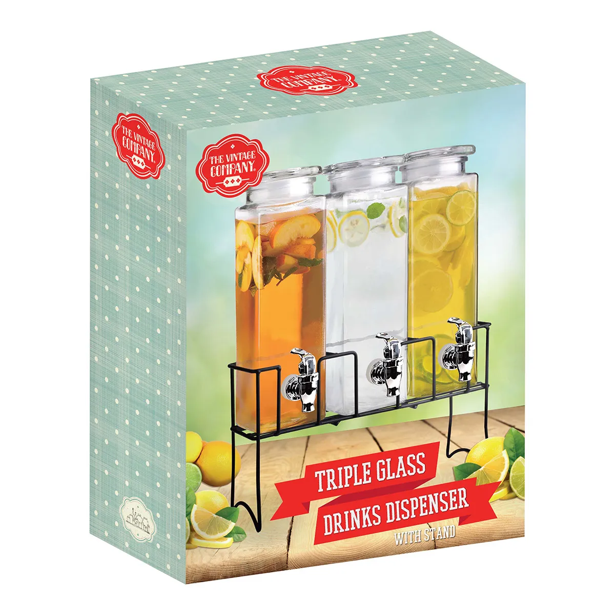 The Vintage Company Triple Drinks Dispenser With Stand - Image 5